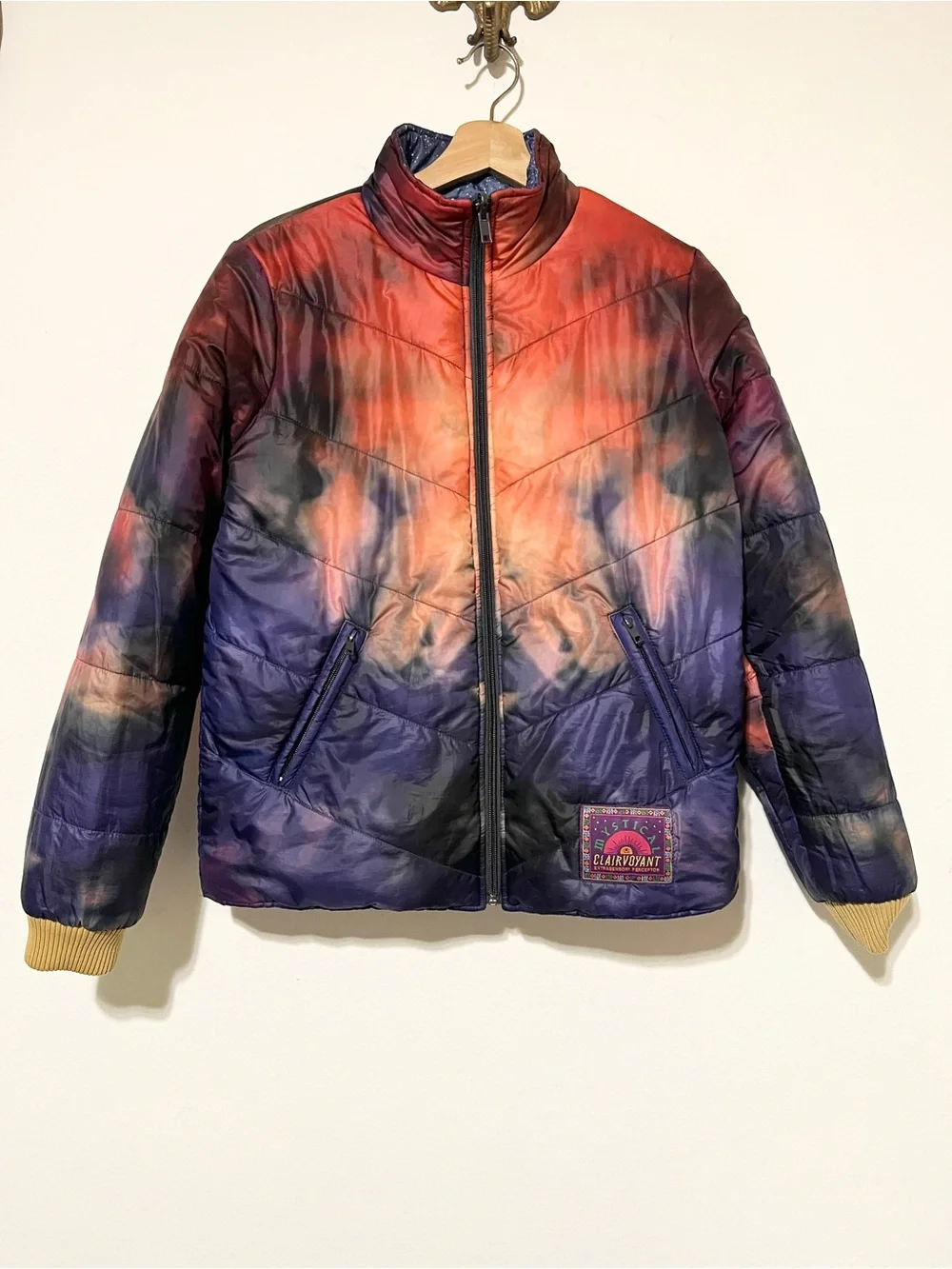 MOTHER The Two Faced Reversible Puffer Jacket Coat Tie Dye Joshua Trees SMALL D